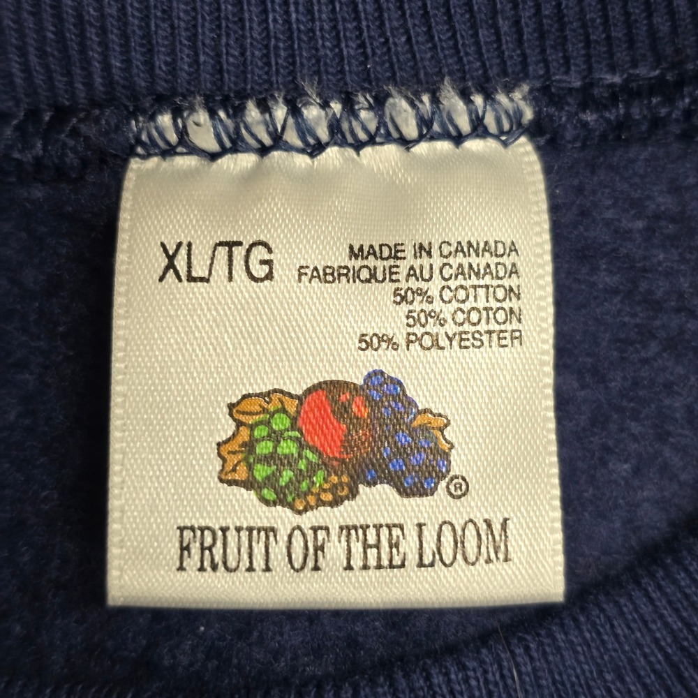 Vintage Fruit of the Loom Atlantic Sweatshirt Mens XL Navy Embroidered 90s - Picture 4 of 9